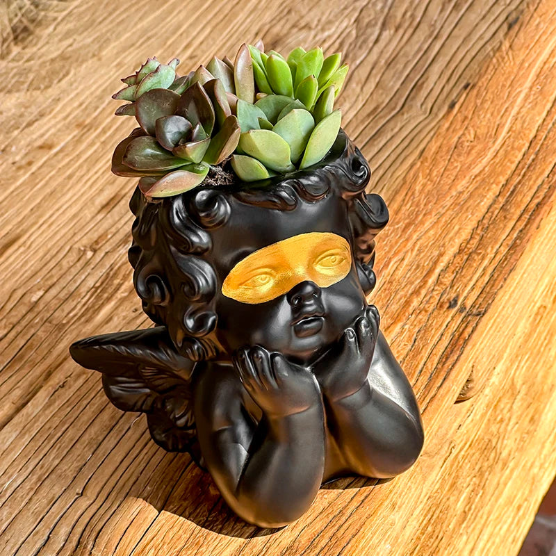 Niedlicher Maskierter Engel Blumentopf – Dekorativer Sukkulenten Pflanzhalter | Balkon & Garten Dekoration Kaufschwan®