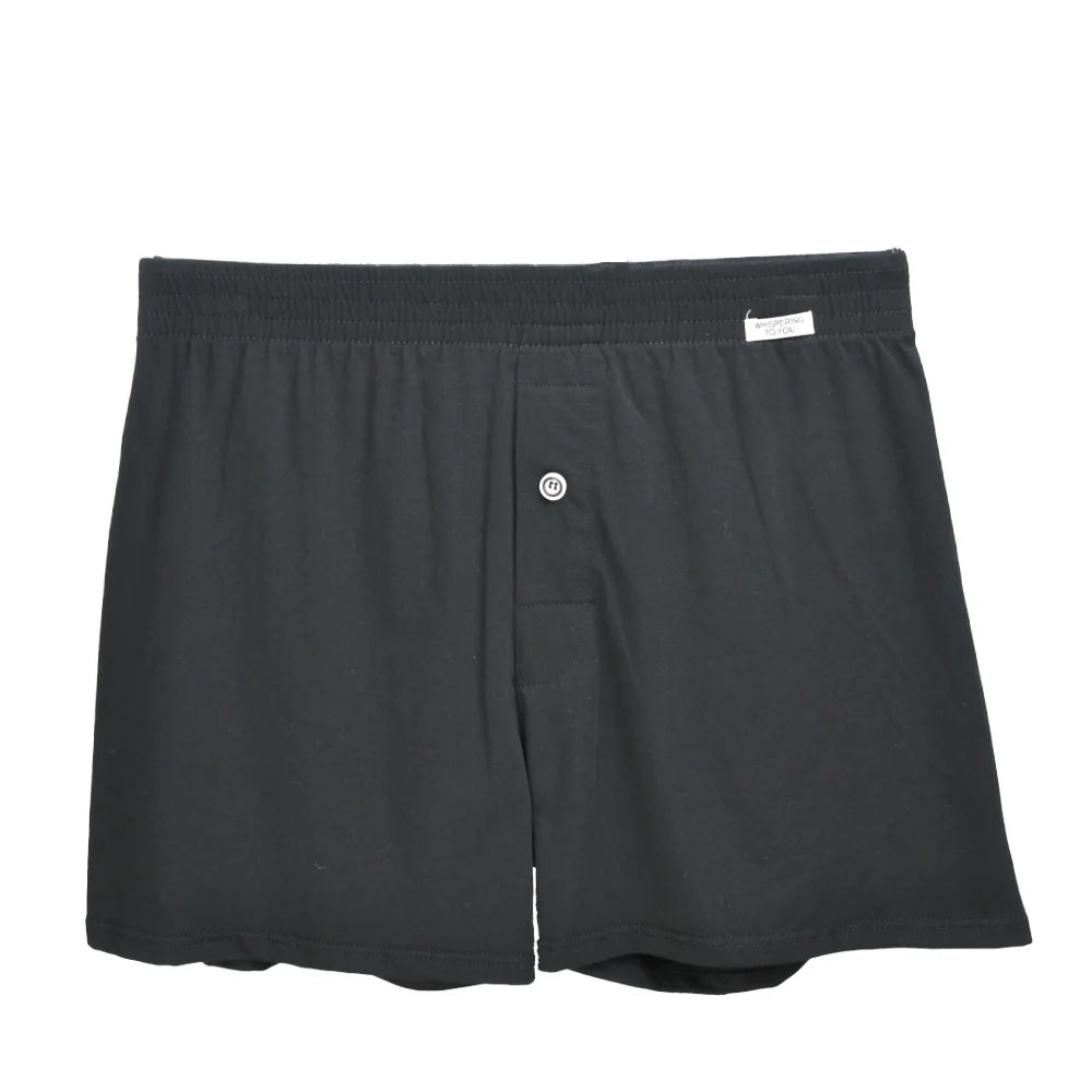 Herren Boxershorts aus Baumwolle – Bequeme Unterwäsche mit Elastischem Bund | Klassische Knopfleiste, Große Größen, Perfekt für Zuhause Kaufschwan® Schwarz M (50-65kg)