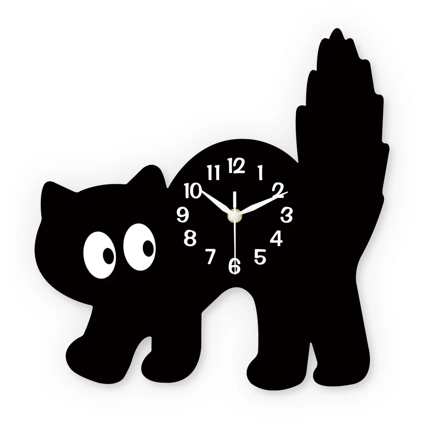 Niedliche Schwarze Katze Holz Wanduhr – Leise Quarz Deko Uhr Kaufschwan® 14 Zoll