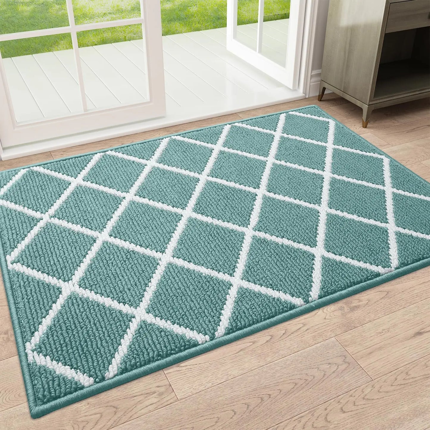 Karierte Eingangsmatte – Rutschfeste, Schmutzabweisende Fußmatte für Innenbereiche, Küche, Schlafzimmer & Flur Kaufschwan® Grün 80X120cm
