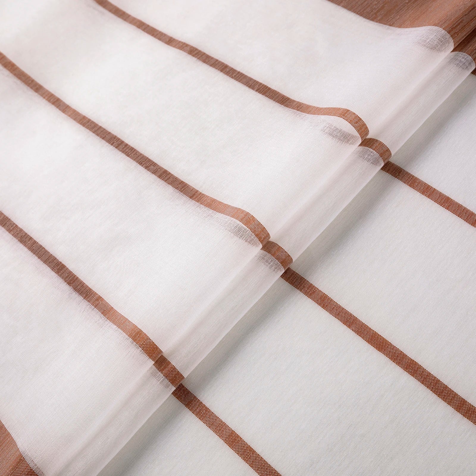 Moderner Gestreifter Halb Transparenter Voile Vorhang mit Ösen für Wohnzimmer Schlafzimmer Büro 2 Stück/Set Kaufschwan®
