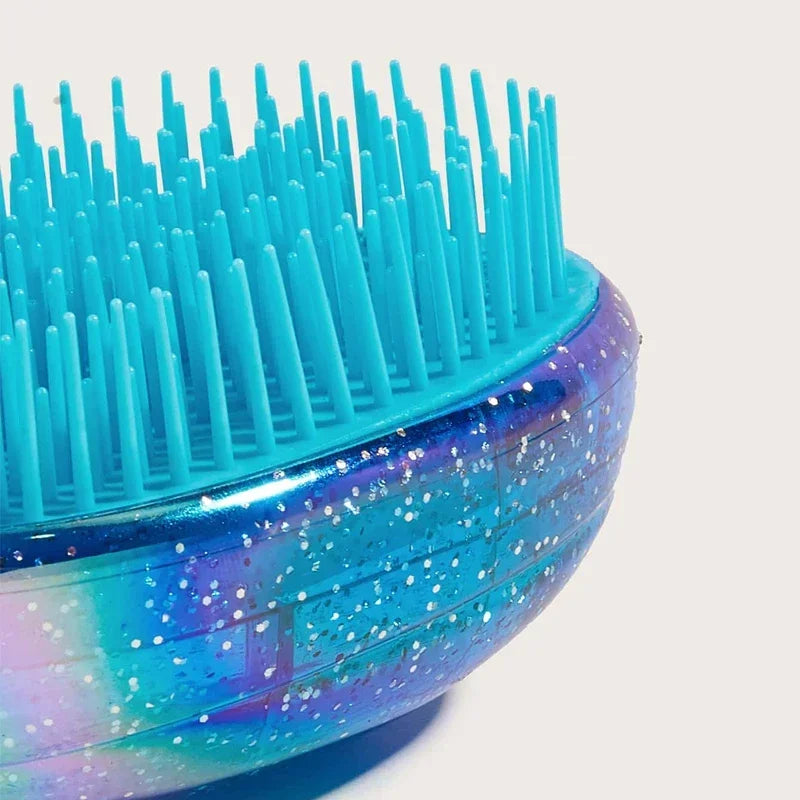 Kleiner Tragbarer Ei-Kamm – Sternenhimmel Design | Antiverknotungs-Haarbürste für Kinder, Reisen & Edge-Styling