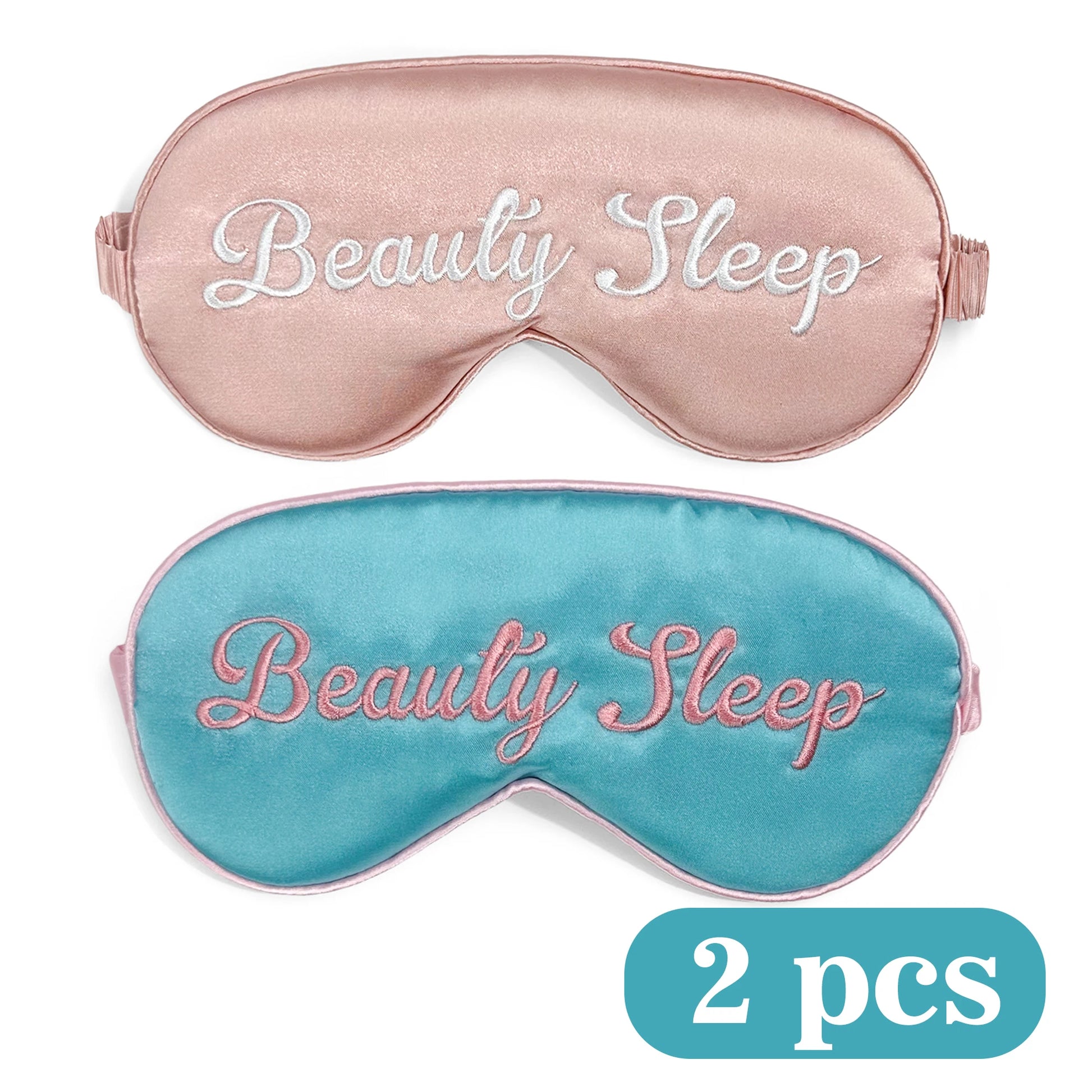 Beauty Schlafmaske | Weiche Doppelseitige Seiden-Augenabdeckung | Lichtblockierende Augenbinde mit Elastischem Band Kaufschwan® Rosa Blau 2 Stück Medium