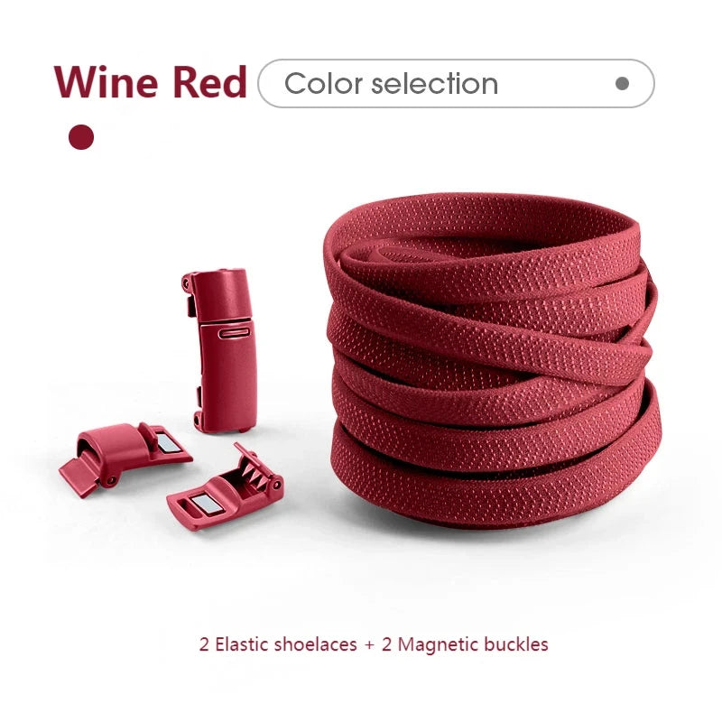 Magnetische No-Tie Elastische Schnürsenkel – Schnelles Verriegelungssystem für Sneaker | Unisex Schuhzubehör für Kinder & Erwachsene, 1 Paar Kaufschwan® Weinrot