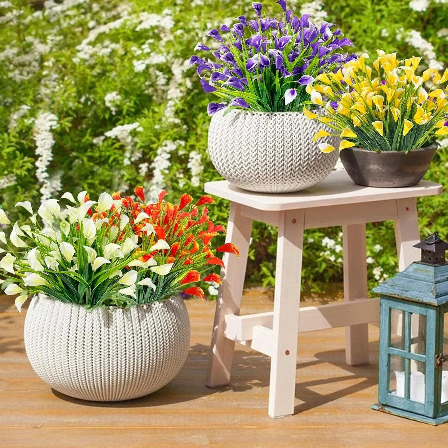 Künstliche Hufeisenlilien für Außenbereiche – UV-beständige Kunststoffblumen für Herbst | Gartendeko, Balkon & Wohnraumgestaltung Kaufschwan®