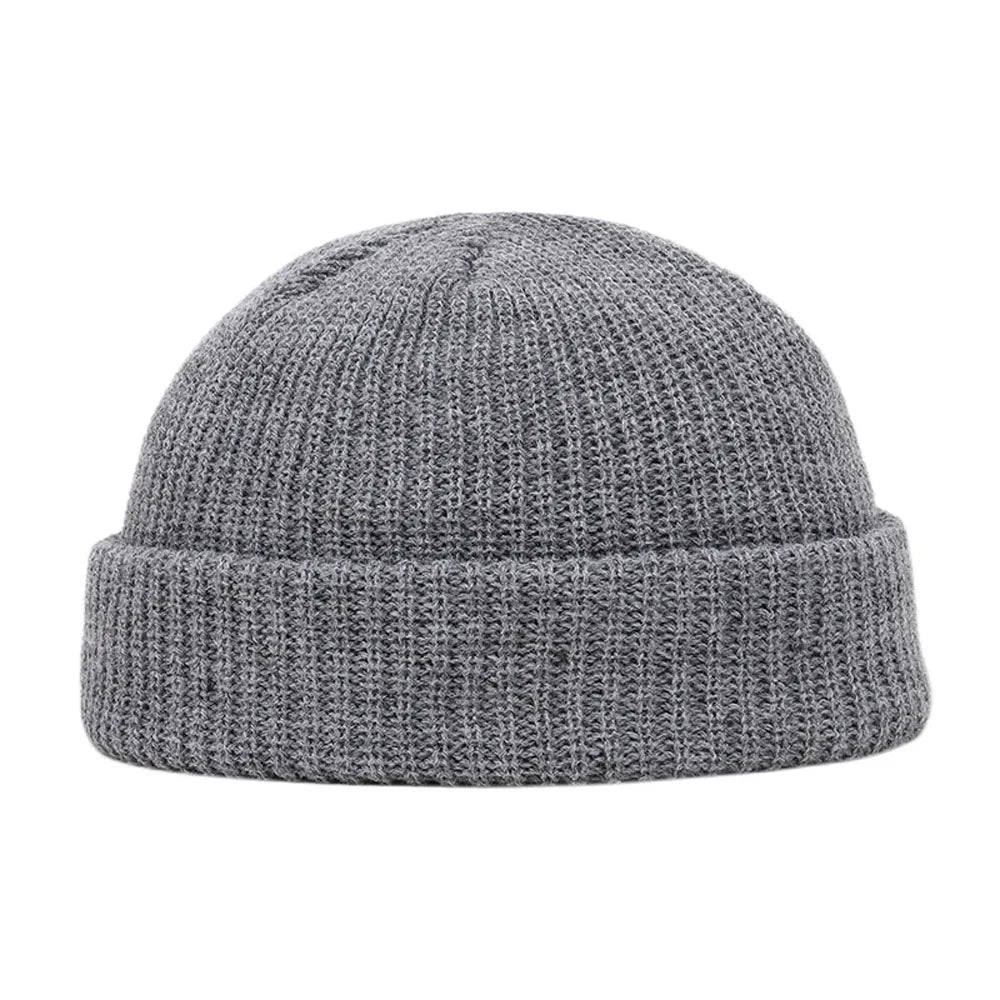 Winter Strickmütze – Kurze Hip Hop Cap | Unisex Elastische Wollmütze für Damen & Herren Kaufschwan® Dunkelgrau Einheitsgröße