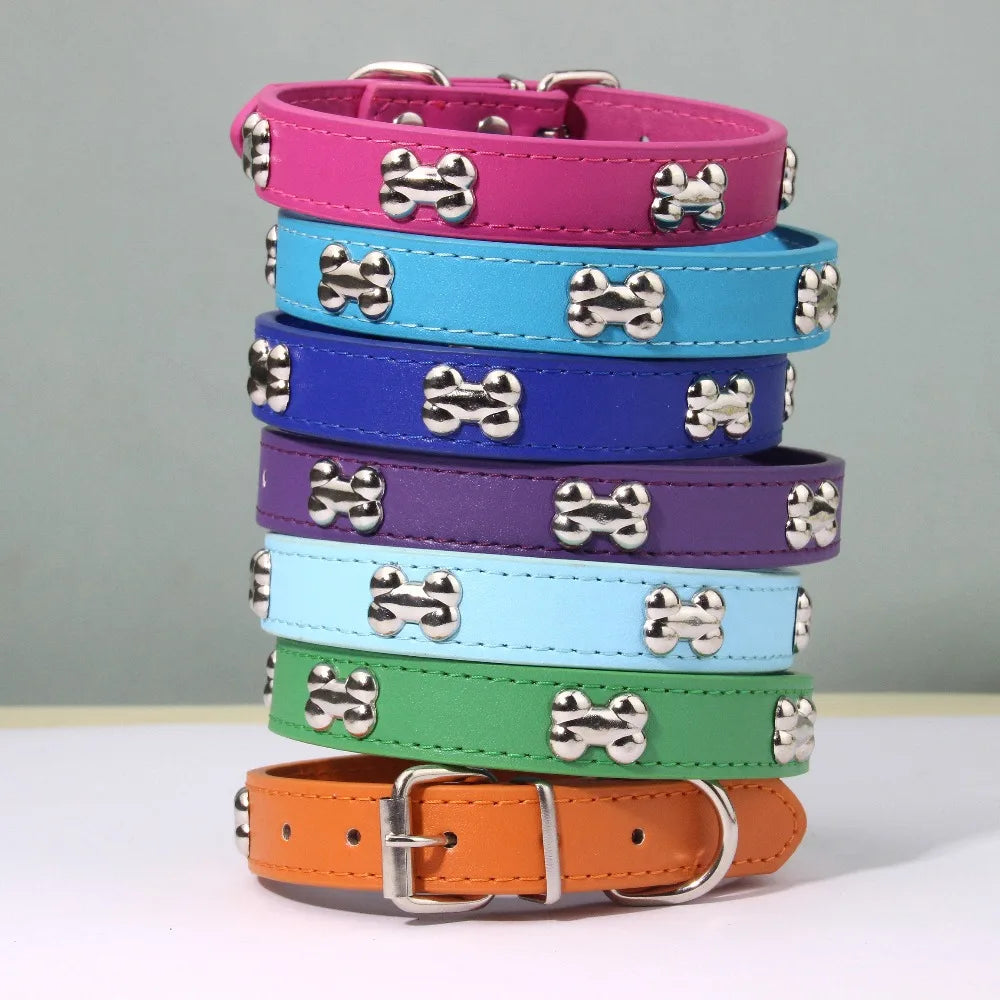 Knochen Leder Hundehalsband Strapazierfähig Verstellbar für Kleine Große Hunde Katzen Welpen Kaufschwan®