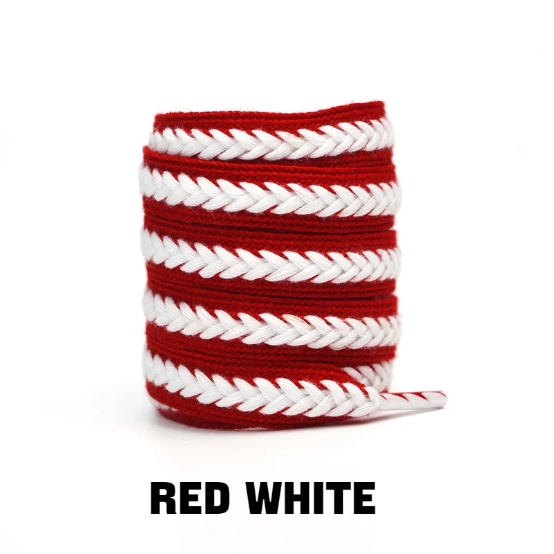 Flache Baumwoll-Schnürsenkel – 1,5cm Breite Premium Laces für Sneaker & Freizeitschuhe | 100/120/140/160cm Seil-Design, 1 Paar Kaufschwan®