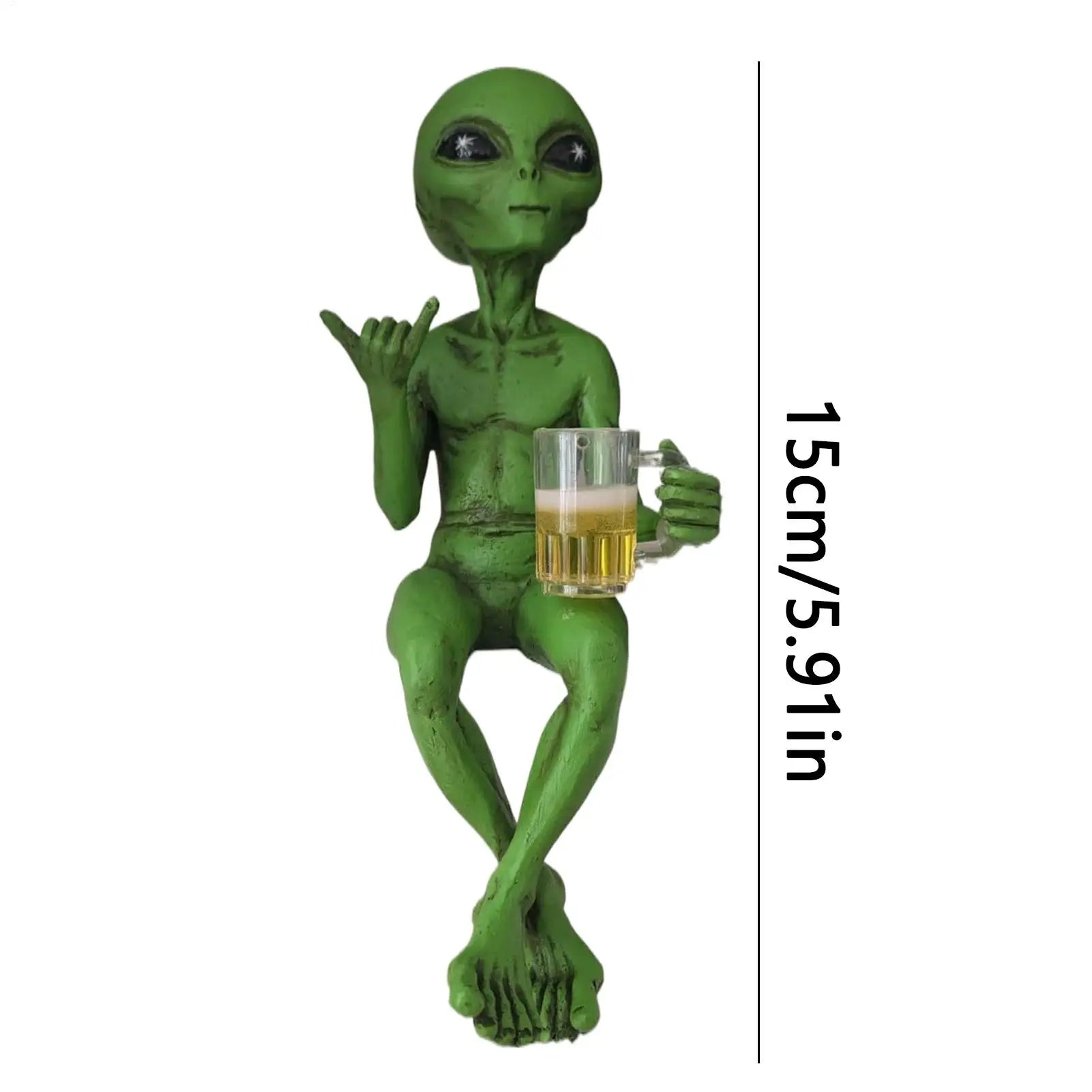 Grüne Alien Statue – Lustige Resin Alien Skulptur als Tischdekoration und Deko Kaufschwan®