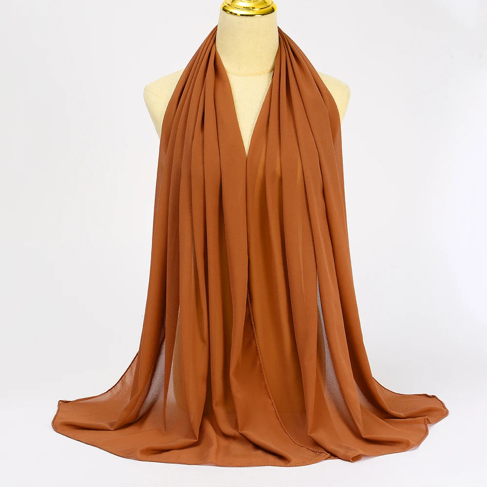 Muslimischer Chiffon Hijab Schal – Damen Langer Einfarbiger Kopf Schal | Eleganter Jersey Schleier & Modisches Umschlagtuch