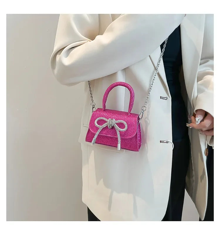 Bunte Schultertasche mit Schmetterlingsknoten – PU Leder Crossbody Ketten-Satchel & Handtasche für Damen Kaufschwan®