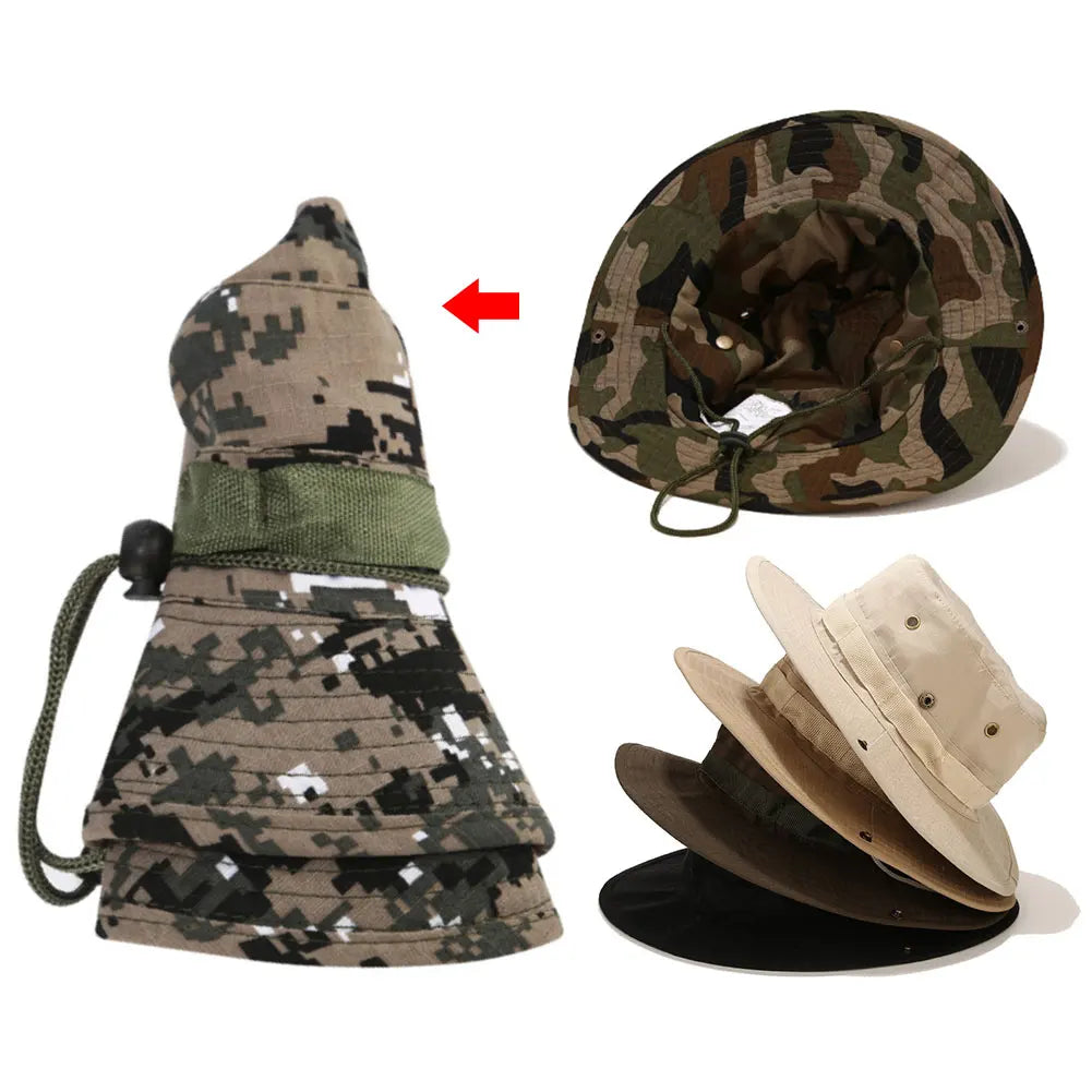 Sonnenhut Anglerhut für Herren – Camouflage Outdoorhut, Sonnenschutz für Jagd, Angeln, Wandern & Camping Kaufschwan®