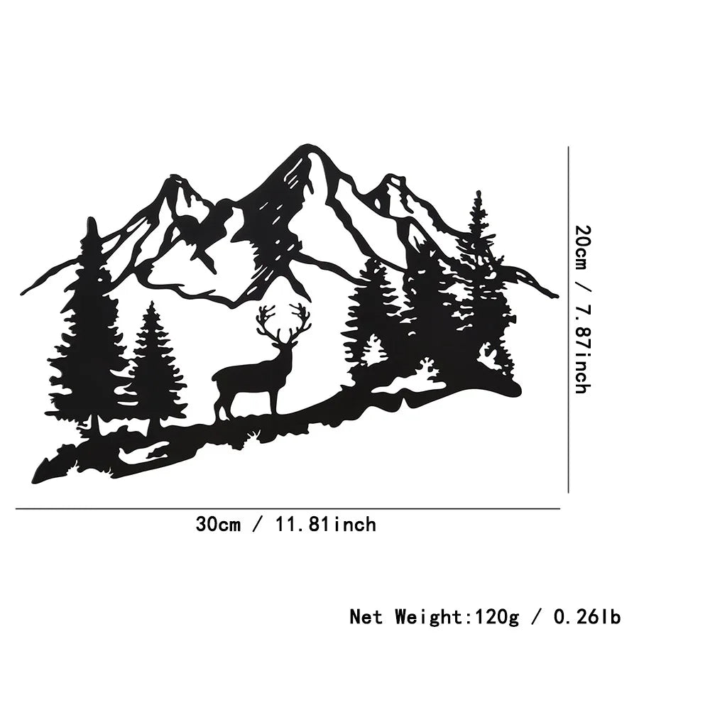 Metall Hirsch Wandbild – Rustikale Wald Berg Hütten Dekoration Kaufschwan® 30x20cm