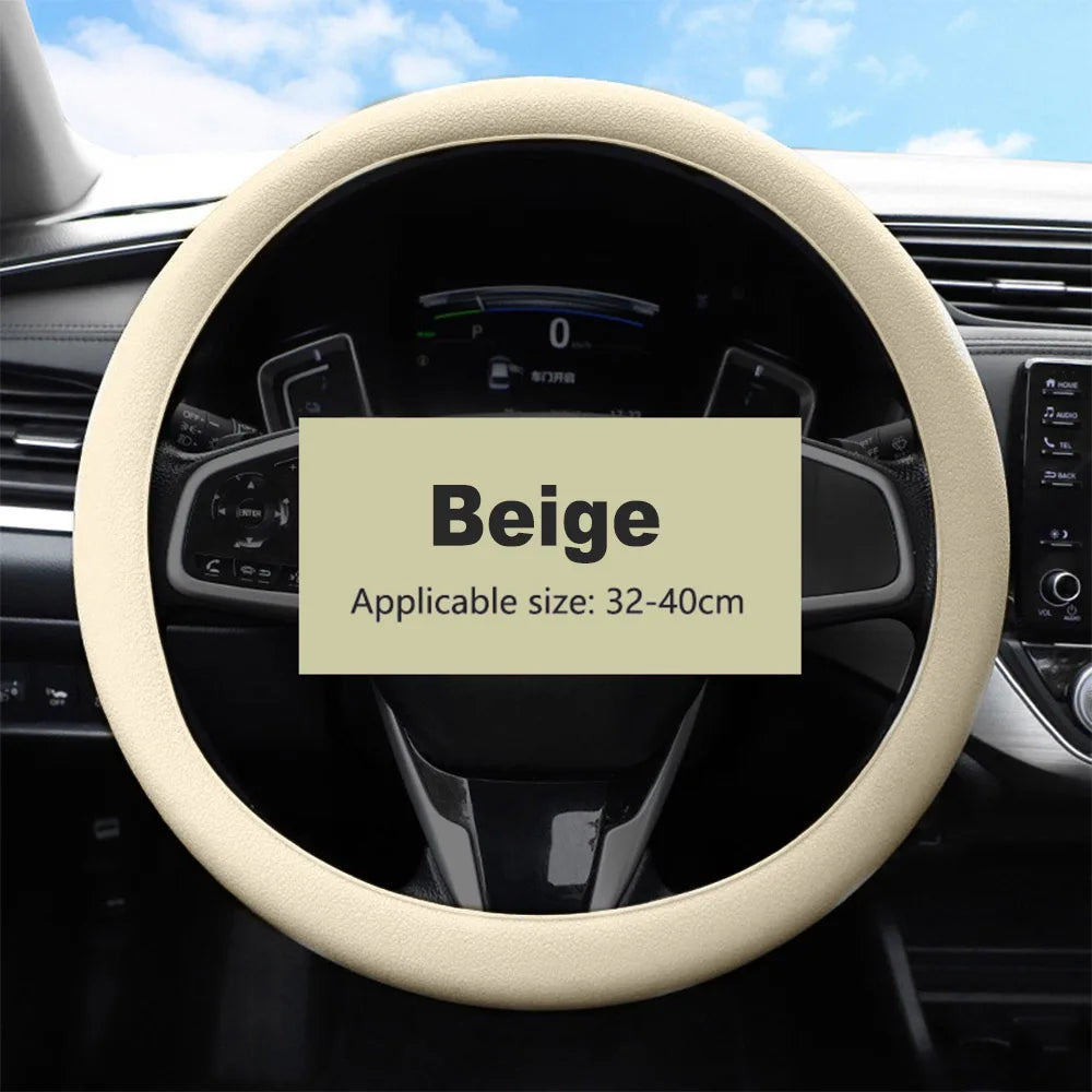 Rutschhemmender Silikon-Lenkradbezug – Atmungsaktiver Elastischer Sommerbezug für 38cm Autolenkräder Kaufschwan® Beige