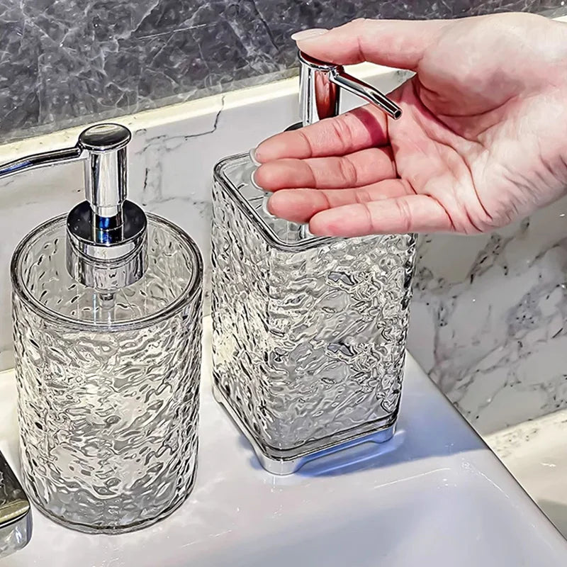 Luxuriöser transparenter Badezimmer-Seifenspender – Wiederverwendbare Handpumpflasche für Duschgel & Flüssigseife Kaufschwan®