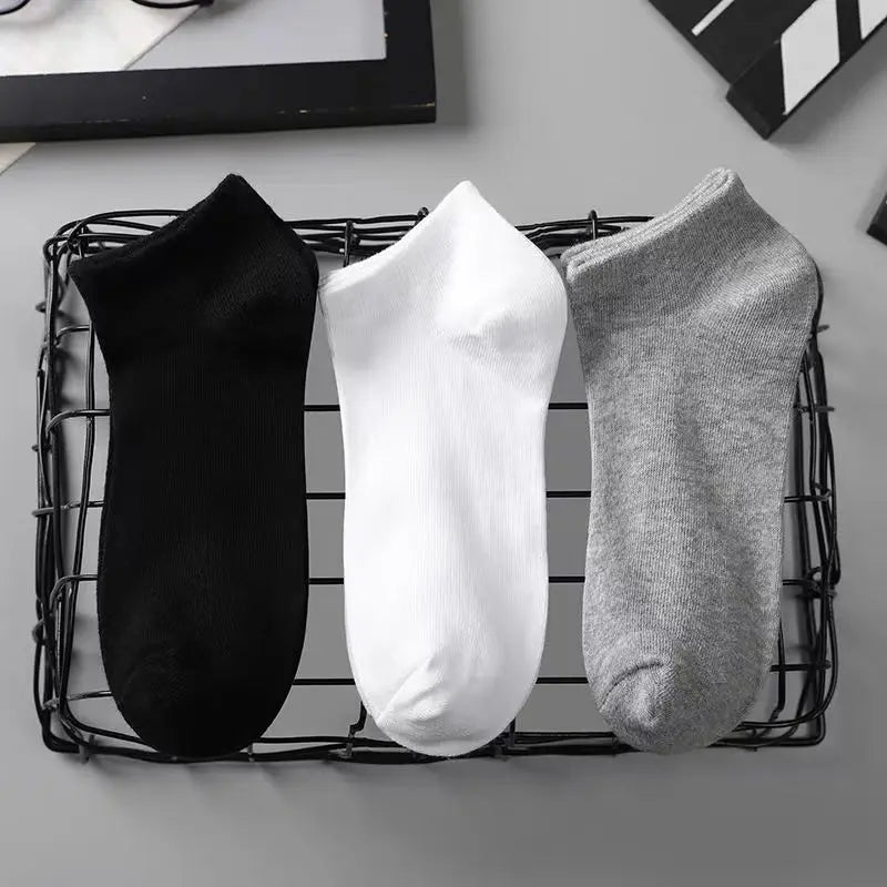 5 Paare Herren Schwarze Bootssocken | Einfarbig Atmungsaktiv Bequem Hochwertige Knöchelsocken Kaufschwan®