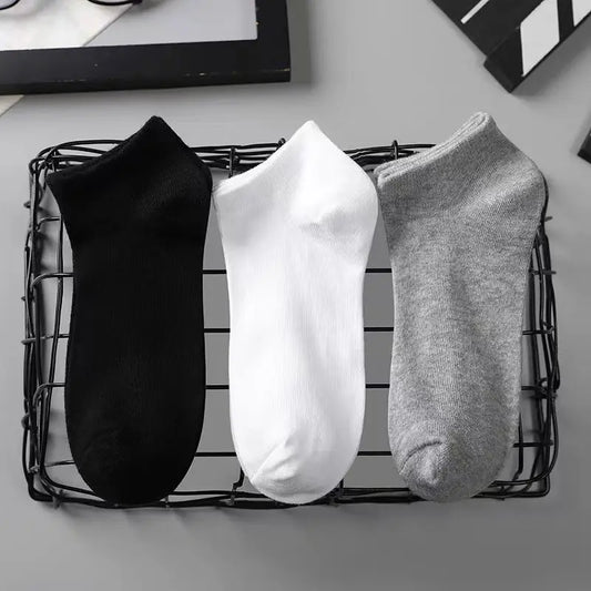 5 Paare Herren Schwarze Bootssocken | Einfarbig Atmungsaktiv Bequem Hochwertige Knöchelsocken Kaufschwan®