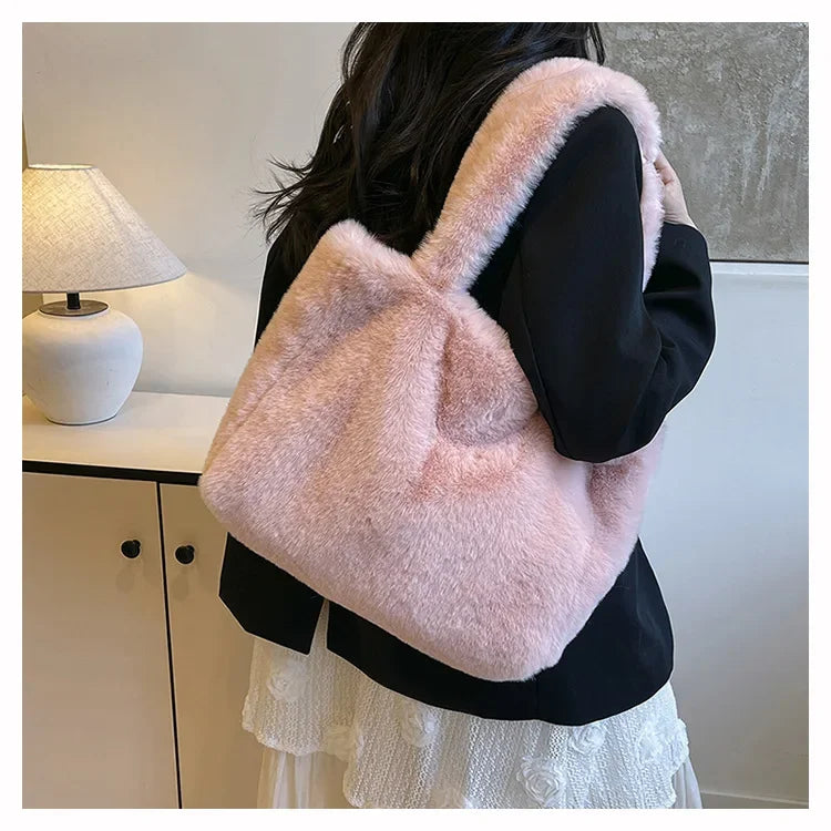 Herbst Winter Plüsch Tote Bag – Damen Modische Schultertasche | Vielseitige Ins Style Handtasche mit Laptopfach Kaufschwan®