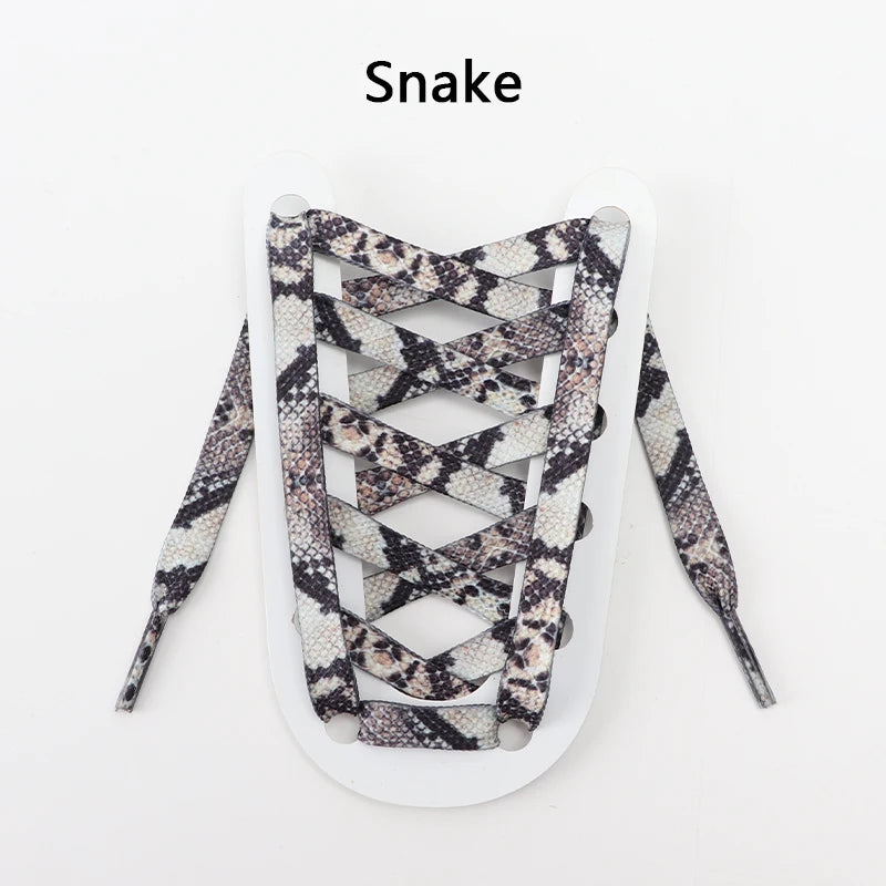 Tiermuster Schnürsenkel – Flache Modische Laces für Sneaker | Tiger-, Schlangen- & Leoparden-Print 120/140/160cm Kaufschwan® Schlange 140cm