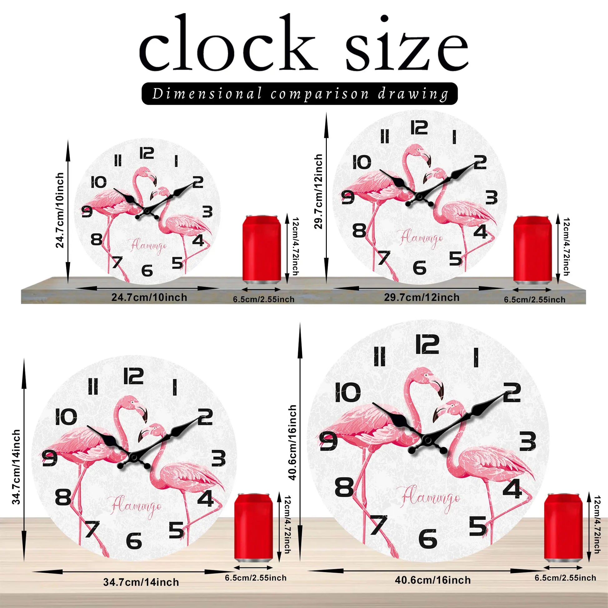 Rosa Flamingo Holz Wanduhr – Leise Quarz Deko Uhr Kaufschwan®