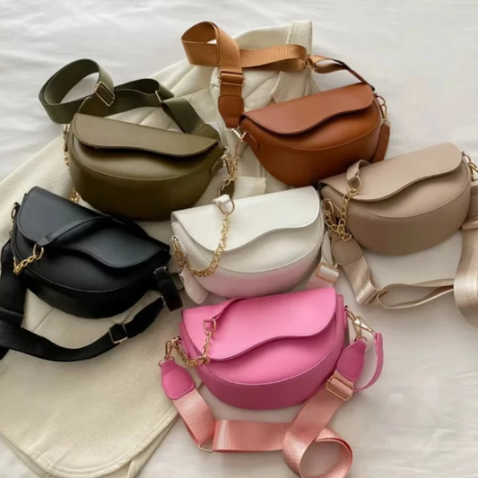Damen Vintage Doppelriemen Schultertasche – Einfarbige PU Leder Crossbody Handtasche & Geldbörse Kaufschwan®