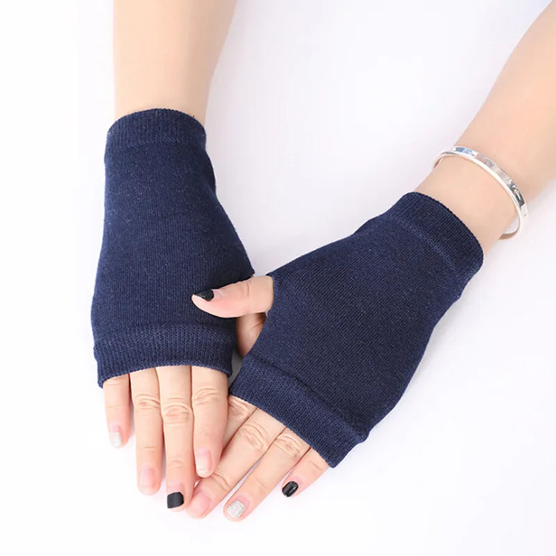 Damen Stylische Handwärmer – Fingerlose Strickhandschuhe | Winter Armwärmer mit Zopfmuster aus Kunstwolle Kaufschwan® Blau