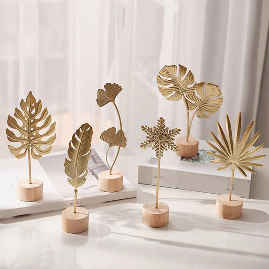 Nordische Eisen Ginkgo-Blatt Dekoration – Light-Luxury Metall Ornament für Wohnzimmer, Flur und Weinschrank