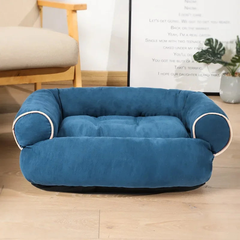 Super Weiches Hundebett Sofa – Dickes Warmes Rechteckiges Haustierbett Kaufschwan® Blau S