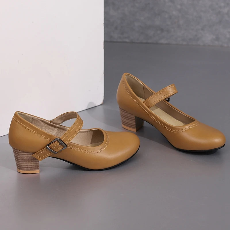 Damen Pumps mit Blockabsatz – Runde Spitze & 5 cm Absatz | Elegante Business-Schuhe für Büro & Karriere