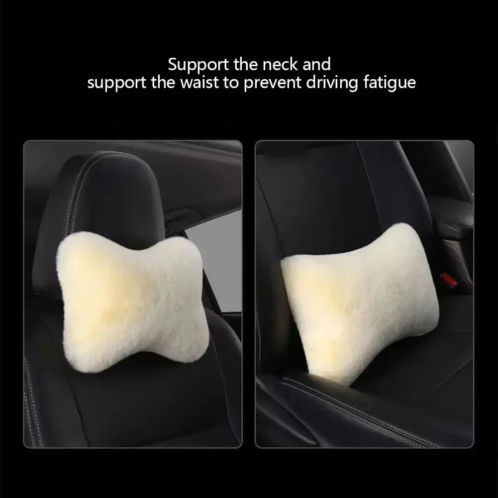 Winter Plüsch Nackenstützkissen fürs Auto – Universelles Kopfstützen- & Lendenkissen für Wärme & Komfort Kaufschwan®