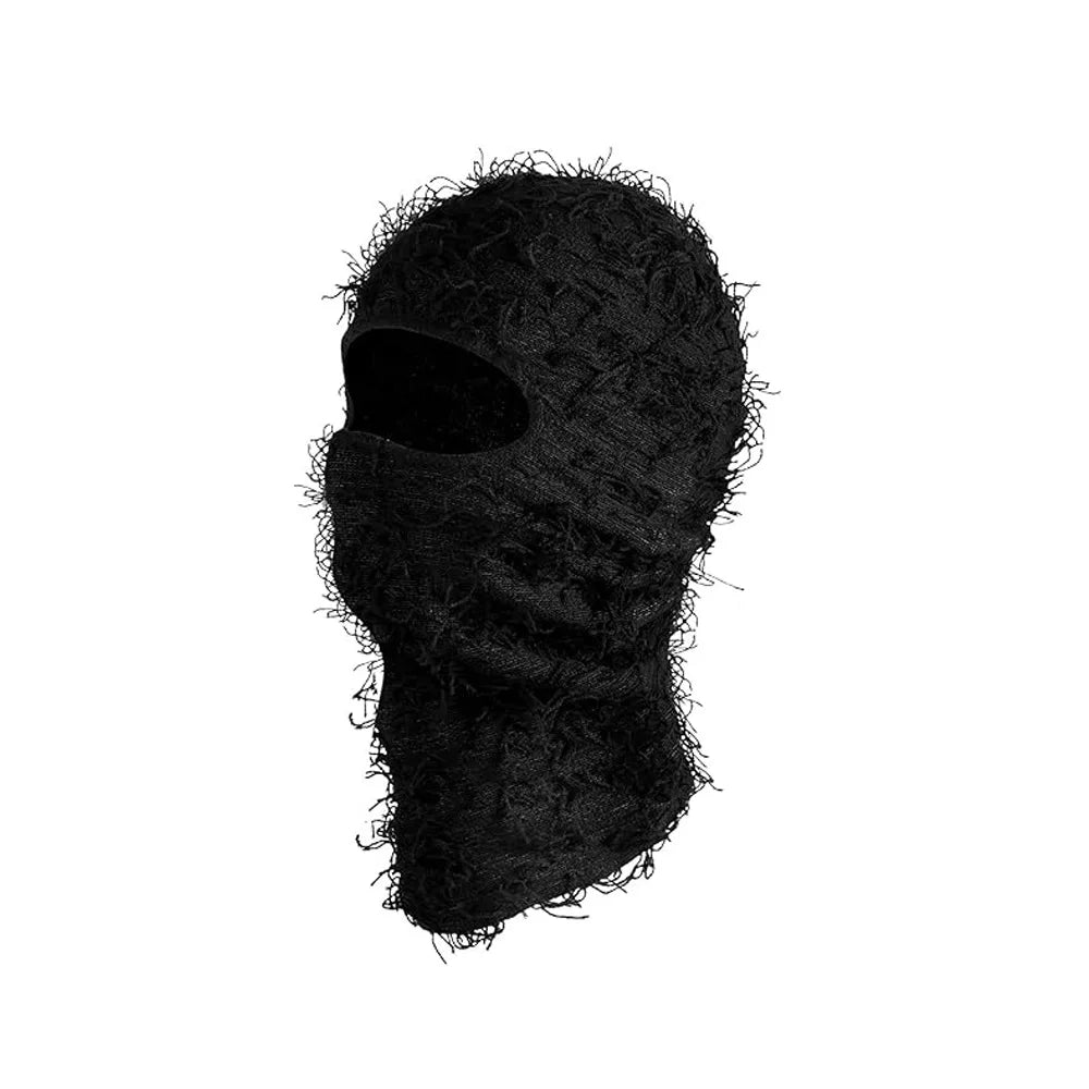Motorrad Hip-Hop Balaclava – Gestrickte Vollgesichts-Skimütze im Used-Look | Damen Outdoor Camouflage Fuzzy Beanie Wintermütze