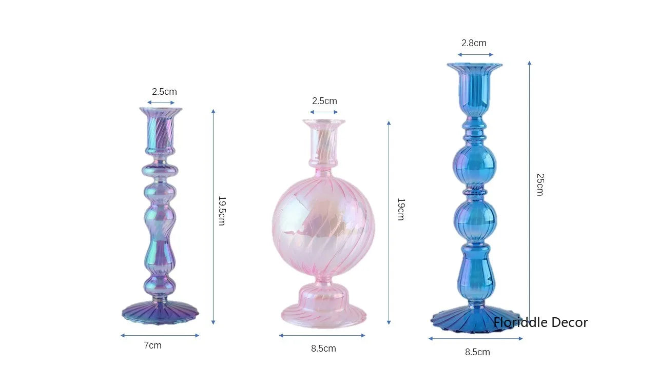 Floriddle Retro Kerzenständer – Hohe Stabkerzenhalter im Glasvasen-Stil für Zuhause, Party & Hochzeitsdekoration Kaufschwan®