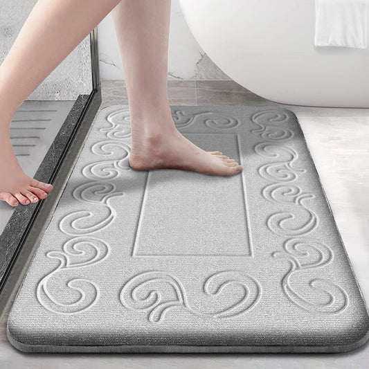 Ultraweiche Rutschfeste Saugfähige Badezimmermatte – Maschinenwaschbarer Badteppich Kaufschwan® Grau 50cm x 80cm
