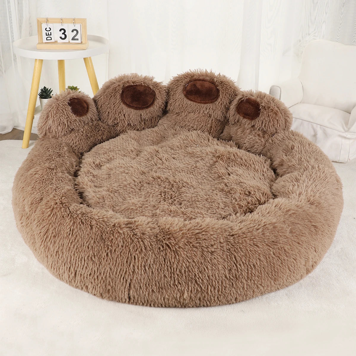 Flauschiges Hundebett – Warmes Weiches Haustier Sofa für Hunde & Katzen Kaufschwan® Braun S 50cm
