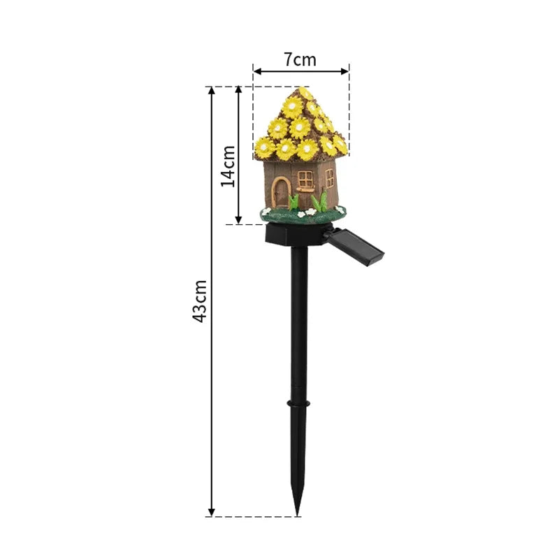 Solarbetriebene LED-Feehaus-Gartenleuchte – Miniatur-Resin-Hütte, Wasserdichte Außenbeleuchtung für Rasen & Weihnachtsdekoration Kaufschwan®