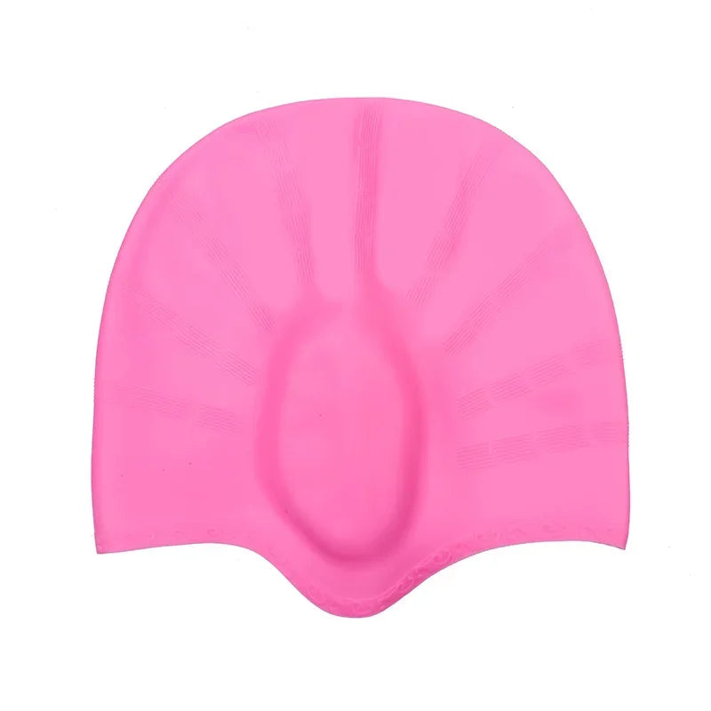 Wasserdichte Schwimmkappe aus Silikon – Hohe Elastizität | Unisex Schwimmhaube mit Ohrenschutz für Langes Haar