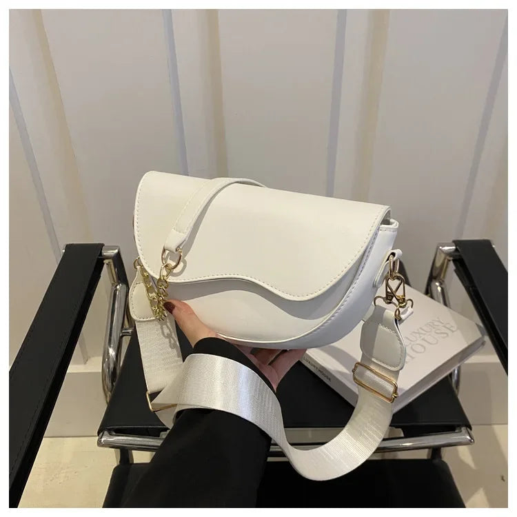 Damen Vintage Doppelriemen Schultertasche – Einfarbige PU Leder Crossbody Handtasche & Geldbörse