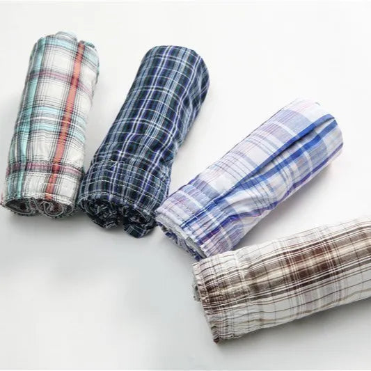 5er-Pack Herren Boxershorts aus Baumwolle | Klassisches Karomuster, Lockerer Oversize-Schnitt, Atmungsaktive Unterwäsche Kaufschwan®