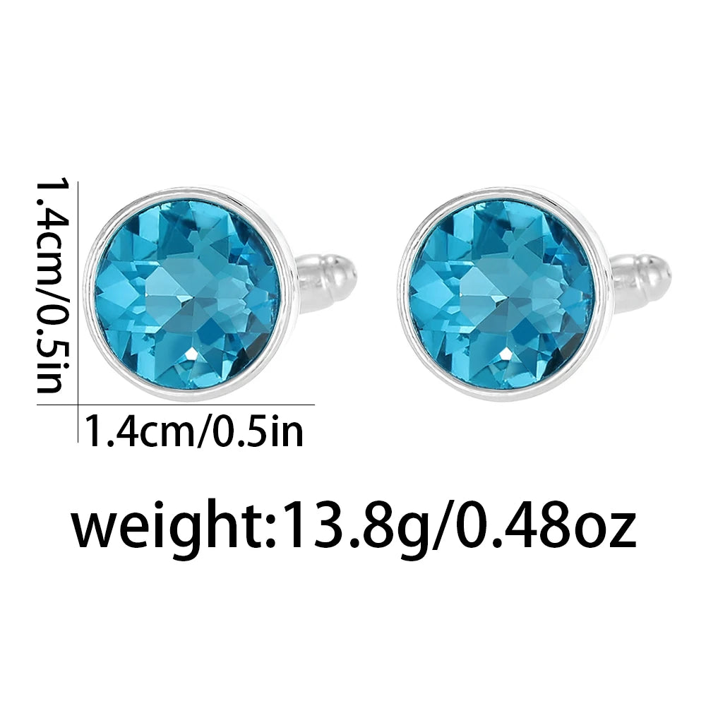 Herren Manschettenknöpfe mit Kristallstein – 18 Farben | Runde Elegante Ärmelknöpfe für Business, Hochzeit & Feier Kaufschwan®