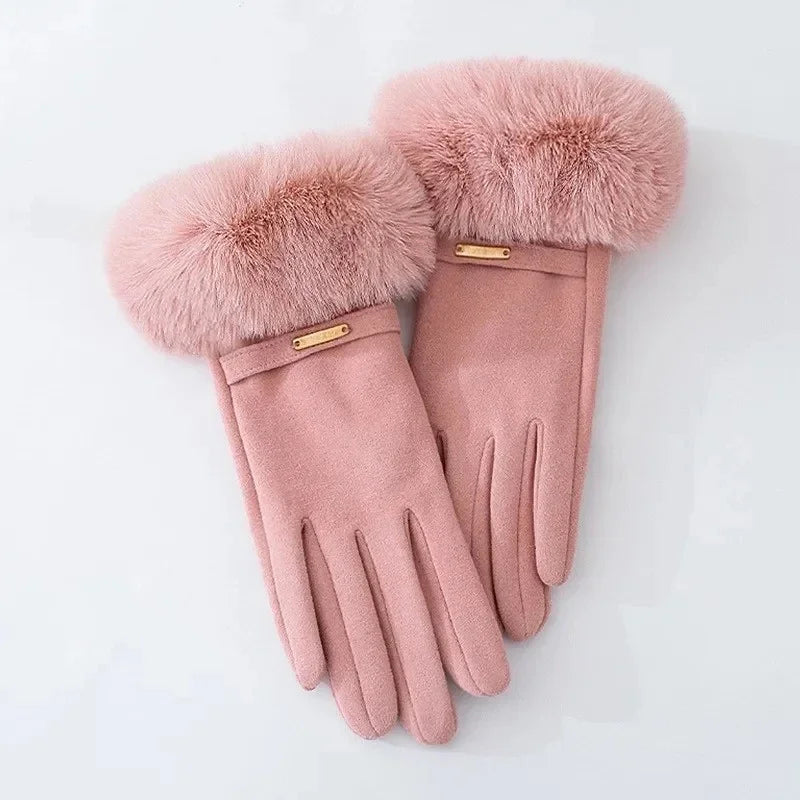 Damen Winterhandschuhe aus Wildleder – Elegante Touchscreen Handschuhe mit Samtfutter | Warme Verdickte Handschuhe für Autofahren & Radfahren Kaufschwan®