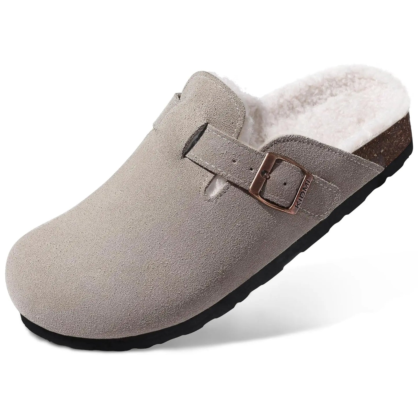 Klassische Winter-Pantoffeln | Unisex Fell-Suede Clogs | Kuschelige Hausschuhe mit Verstellbarer Schnalle & Kork-Fußbett Kaufschwan® Design 5 46
