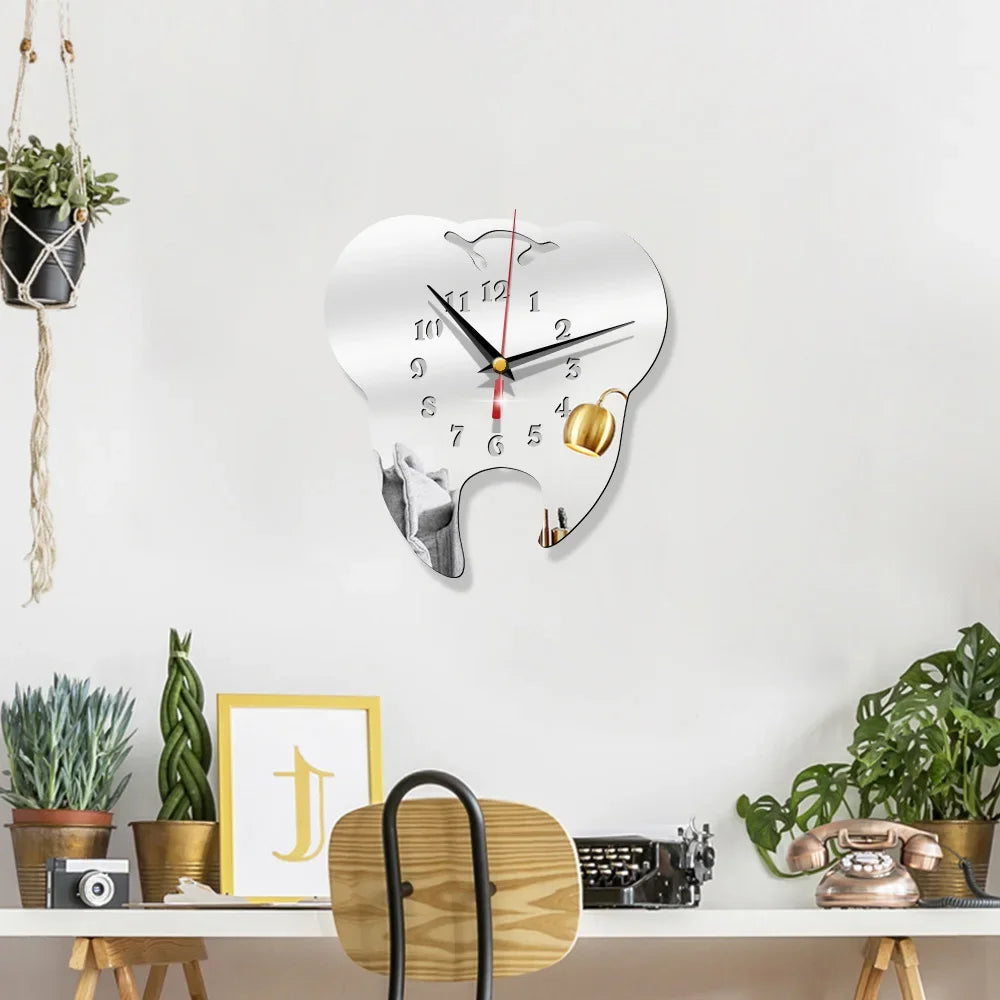Kreative Zahn Spiegel Wanduhr – DIY Leise Acryl Deko Uhr Kaufschwan®