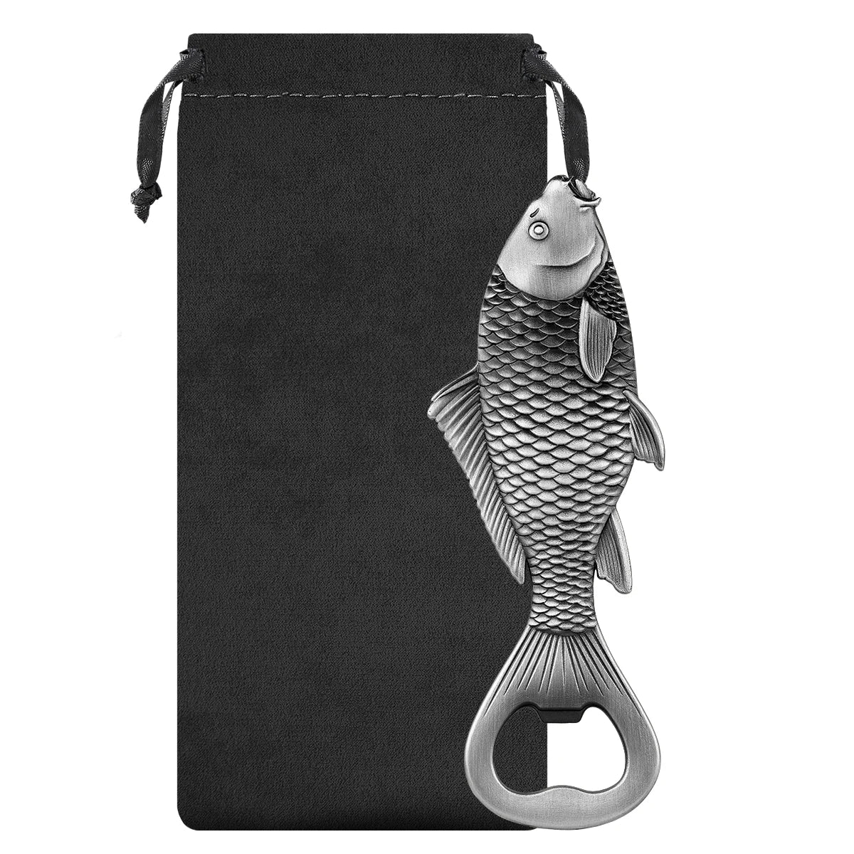 Karpfen Fisch Flaschenöffner – Metall Angel Design Geschenk für Männer Kaufschwan® Silber mit Tasche