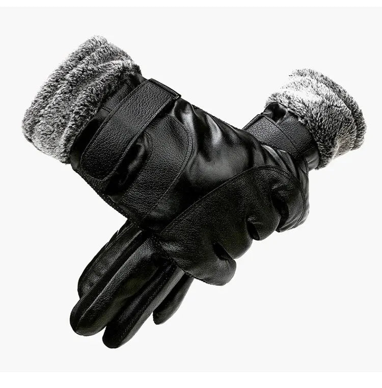 Leder Winterhandschuhe – Damen & Herren Fleece Gefüttert | Touchscreen Wasserdicht & Winddicht Motorrad- & Autofahrerhandschuhe Kaufschwan®