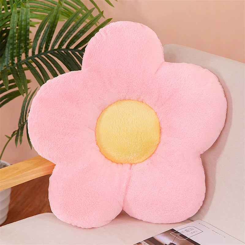 Gefülltes Fünf-Blütenblatt Kissen | Süßes Sonnenblumen Plüschkissen | Dekoration fürs Mädchenzimmer & Fensterbank | Rosa Sitzkissen Kaufschwan® Hellrosa - 30 cm