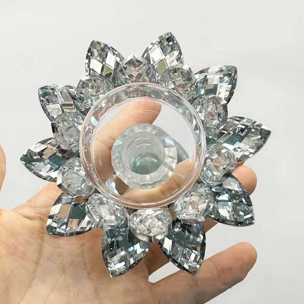 Kristall Lotus Kerzenhalter – Eleganter Klarer Blumen-Teelichthalter mit Flachem Standfuß für Party Dekoration Kaufschwan®