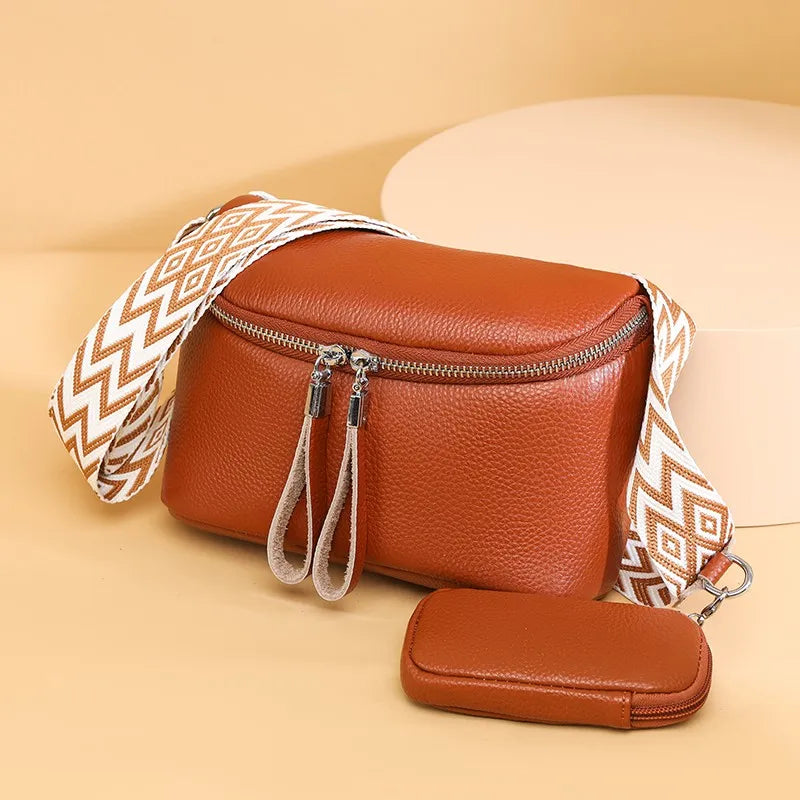 Damen Brusttasche – Hochwertige Rindsleder Crossbody, Gürteltasche & Handtasche mit Kleiner Geldbörse Kaufschwan®