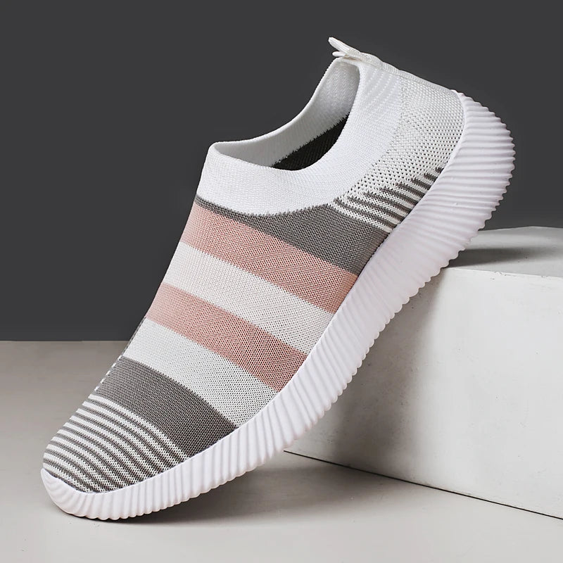Damen Vulcanized Slip-On Sneaker – Hochwertige Freizeitschuhe | Bequeme Loafer für Spaziergänge | Übergrößen bis 44 Kaufschwan® Rosa 35