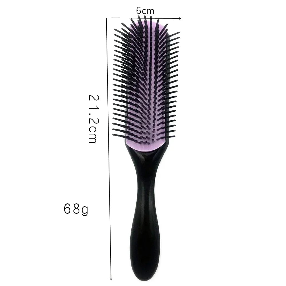9-Reihen Styling Haarbürste – Entwirrungskamm für Glattes & Lockiges Haar | Kopfhaut-Massagebürste für Echthaar-Perücken