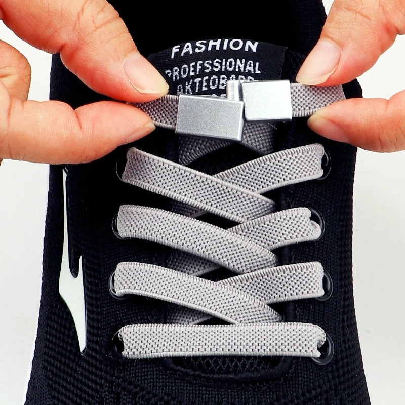 Magnetische Lock-Schnürsenkel – 8mm Breite Flache Elastische No-Tie Laces | Einfaches Schuhzubehör für Sneaker & Tennisschuhe Kaufschwan®